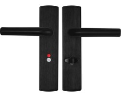 AXA Binnendeurbeslag set (Curve Klik) Zwart geslepen: Kruk (model L) op schild voor toilet/badkamer TL63-8