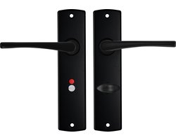 AXA Binnendeurbeslag set (Curve) Zwart: Kruk (model Vlinder) op schild voor toilet/badkamer TL63-8