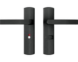 AXA Deurbeslag set Binnendeur - Curve Klik Blok - Deurkruk Zwart - voor toilet/badkamer TL63-8 - Deurklink met schild