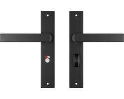 AXA Deurbeslag set Binnendeur - Edge Riga - Deurkruk Zwart - voor toilet/badkamer - TL63-8 - Deurklink met schild