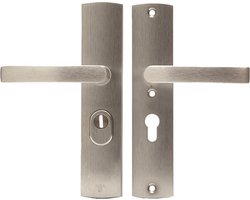 AXA Veiligheidsbeslag (Curve Plus) Aluminium geslepen: Kruk-Kruk (model Blok) PC55 met kerntrekbeveiliging SKG***