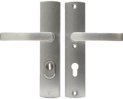 AXA Veiligheidsbeslag (Curve Plus) Aluminium geslepen: Kruk-Kruk (model Blok) PC72 met kerntrekbeveiliging SKG***