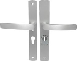 AXA Veiligheidsbeslag (Curve Plus) Smal Aluminium geslepen: Kruk-Kruk (model Blok) PC55 met kerntrekbeveiliging SKG***