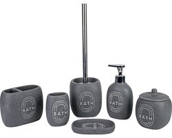axentia 6-delige badkamerset grijs/wit