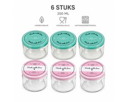 Axentia glazen potjes 250 ml 6 stuks - jam potjes - weckpotten - inmaakpotjes - voorraadpotjes