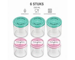 Axentia glazen potjes 330 ml 6 stuks - jam potjes - weckpotten - inmaakpotjes - voorraadpotjes