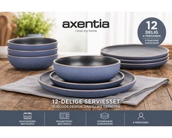 Axentia Serviesset 12-delig – 4 Personen – Borden en Kommen – Vaatwasser- & Magnetronbestendig