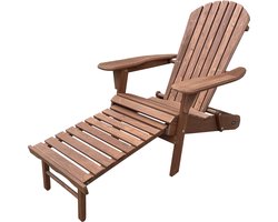 AXI Alexa Adirondack Stoel Coffee – Met Voetenbank - Houten loungestoel met armleuningen – Opklapbaar - Hoge rugleuning - Tuinstoel – 147 x 78,5 x 89 cm – FSC 100% Hemlockhout