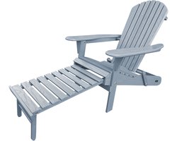 AXI Alexa Adirondack Stoel Grijs – Met Voetenbank - Houten loungestoel met armleuningen – Opklapbaar - Hoge rugleuning - Tuinstoel – 147 x 78,5 x 89 cm – FSC 100% Hemlockhout