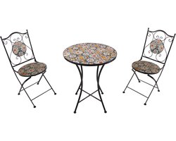 AXI Amélie 3-delige Mozaïek Bistroset Casa del Sol – Metalen frame met keramische tegels – Balkonset 2 stoelen en tafel