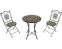AXI Amélie 3-delige Mozaïek Bistroset Yellow Breeze – Metalen frame met keramische tegels – Balkonset 2 stoelen en tafel