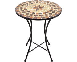 AXI Amélie Bistro Tafel - Earth Brown – Metalen tuintafel – Rond – 60 x 60 x 75 cm - Mozaïeklook – Ingelegd met keramische tegels – Voor tuin, terras en balkon