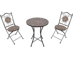 AXI Amélie Bistroset Mozaïek Bloemen Roze - Metalen frame met keramische tegeltjes – Balkonset 2 stoelen en tafel