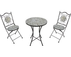 AXI Amélie Bistroset Mozaïek Zandbeige - Metalen frame met keramische tegeltjes – Balkonset 2 stoelen en tafel