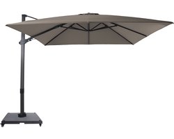 AXI Apollo Premium Zweefparasol 300x300 cm Complete set incl. Hoes & Parasolvoet met wielen Antraciet/taupe – Gepoedercoat aluminium frame met kruisvoet – 360° Draaibaar - Kantelbaar – UV werend doek