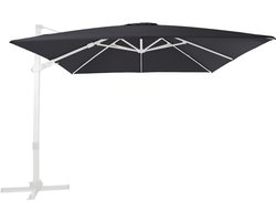 AXI Apollo Premium Zweefparasol 300x300 cm Wit/grijs incl. Hoes – Gepoedercoat aluminium frame met kruisvoet – 360° Draaibaar - Kantelbaar – UV werend doek