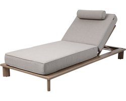 AXI Blake Ligbed Houtlook/beige – Gepoedercoat aluminium frame – Rugleuning met 6 standen - Olefine ligkussen & hoofdkussen - 210x95cm