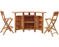 AXI Bruno Teak opklapbare Barset – Met 2 Barkrukken – Teakhouten Bartafel met Opbergruimte en 2 Opklapbare Barkrukken – Duurzame Barset voor Tuin en Terras