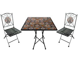 AXI Camilla 3-delige Mozaïek Bistroset Casa del Sol – Metalen frame met keramische tegel – Balkonset 2 stoelen en tafel