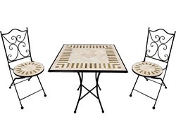 AXI Camilla 3-delige Mozaïek Bistroset Toscaanse stijl – Metalen frame met keramische tegel – Balkonset 2 stoelen en tafel
