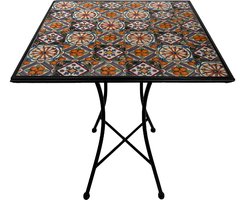 AXI Camilla Bistro Tafel - Casa del Sol – Metalen tuintafel – Vierkant – 60 x 60 x 75 cm - Mozaïeklook – Ingelegd met keramische tegels – Voor tuin, terras en balkon