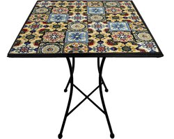 AXI Camilla Bistro Tafel - Yellow Breeze – Metalen tuintafel – Vierkant – 60 x 60 x 75 cm - Mozaïeklook – Ingelegd met keramische tegels – Voor tuin, terras en balkon