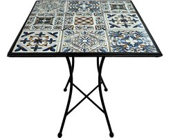 AXI Camilla Bistro Tafel - Zachtblauw – Metalen tuintafel – Vierkant – 60 x 60 x 75 cm - Mozaïeklook – Ingelegd met keramische tegels – Voor tuin, terras en balkon