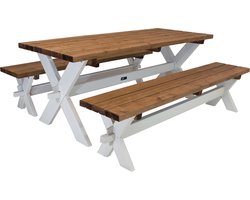 AXI Celine Picknicktafel met bankjes van hout 177 cm - Bruin/wit