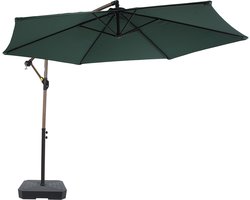 AXI Dion Zweefparasol Ø 300cm Eikenlook/groen – Gepoedercoat frame - met Parasolvoet