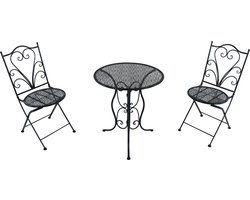 AXI Eloise 3-delige metalen Bistroset Gestanst Antraciet – Gepoedercoat metalen frame – Balkonset 2 stoelen en tafel