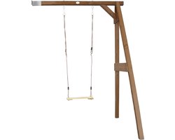 AXI Enkele Houten Aanbouwschommel in Bruin - FSC hout - Schommel met muurbevestiging, 1 Schommelzitje en 2 grondankers - Schommelset voor kinderen - 10 jaar Garantie!