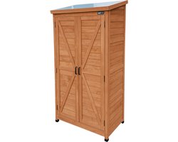 AXI Hugo houten opbergkast Coffee Bruin - Tuinkast met Verzinkt dak - 3 legplanken en bodem - FSC hout - Magneetsluiting - 85x52x174cm