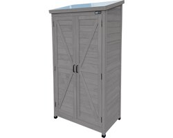 AXI Hugo houten opbergkast Warm Grijs - Tuinkast met Verzinkt dak - 3 legplanken en bodem - FSC hout - Magneetsluiting - 85x52x174cm