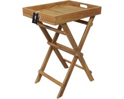 AXI Inda Teak Bijzettafel Opklapbaar – Met Afneembaar Dienblad – 39 x 29 x 50 cm – Teakhout – Lichtgewicht – Inklapbaar – Voor Tuin, Terras en Balkon