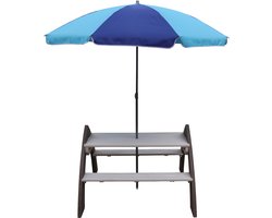 AXI Kylo Picknicktafel in Grijs/Wit met Parasol in Blauw - Picknick set voor kinderen van hout