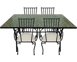 AXI Leonie 5-delige Mozaïek Bistroset Donkergroen - Metalen frame met keramische tegel – Tuin set 4 stoelen en tafel