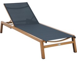 AXI Logan Ligbed Houtlook/antraciet – Gepoedercoat aluminium frame – Rugleuning met 5 standen - Textileen liggedeelte - 193x70cm