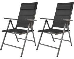 AXI Mack 7 Standenstoel - Campingstoel – Antraciet & zwart – Set van 2 stuks – Ventilerend en weerbestendig – 120 kg draagvermogen – Verstelbare standen en inklapbaar – Comfortabele klapstoel – Lichtgewicht
