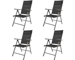 AXI Mack 7 Standenstoel – Campingstoel – Antraciet & zwart – Set van 4 stuks – Ventilerend en weerbestendig – 120 kg draagvermogen – Verstelbare standen en inklapbaar – Comfortabele klapstoel – Lichtgewicht