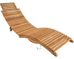 AXI Manny Teak Ligbed – Gebogen Ligbed - Opklapbaar – 160 x 50 x 65 cm – Teakhout – Met Hoofdsteun – Makkelijk op te bergen