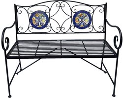 AXI Margot Mozaïek Tuinbank Mediterrane Stijl – Blauw/geel – Metalen Tuinbank – 107 x 54 x 92 cm – Tuinbank voor 2 Personen - Mozaïeklook – Ingelegd met keramische tegels – Voor tuin, terras en balkon