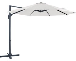 AXI Marisol Zweefparasol Ø 300cm Antraciet/beige incl. Hoes – Gepoedercoat aluminium frame met kruisvoet – 360° Draaibaar - Kantelbaar – UV werend doek