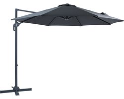 AXI Marisol Zweefparasol Ø 300cm Antraciet/grijs incl. Hoes – Gepoedercoat aluminium frame met kruisvoet – 360° Draaibaar - Kantelbaar – UV werend doek