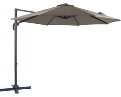 AXI Marisol Zweefparasol Ø 300cm Antraciet/taupe incl. Hoes – Gepoedercoat aluminium frame met kruisvoet – 360° Draaibaar - Kantelbaar – UV werend doek
