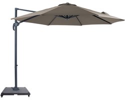 AXI Marisol Zweefparasol Ø 300cm Complete Set incl. Hoes & Parasolvoet met wielen Antraciet/taupe – Gepoedercoat aluminium frame met kruisvoet – 360° Draaibaar - Kantelbaar – UV werend doek