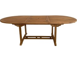 AXI Marzi Teak Tuintafel Ovaal – 180-240 x 120 x 75 cm – Uitschuifbaar – Ovale Tafel – Met Parasolgat – Houten Tuintafel – Bruin – Voor 8 personen – Voor Tuin, Terras en Balkon