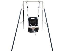 AXI Metalen Baby Schommel met zitje in Antraciet/créme - Vrijstaande schommelset voor binnen en buiten - Schommelset voor kinderen