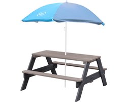 AXI Nick Picknicktafel Antraciet/grijs - Parasol Blauw/grijs - Picknick tafel voor kinderen van FSC hout