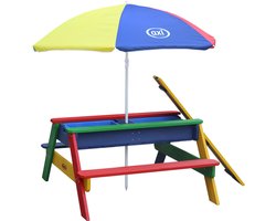 AXI Nick Zand & Water Picknicktafel in Regenboog kleuren - Incl. hoogte verst. Parasol - FSC hout - Picknick tafel voor kinderen van hout