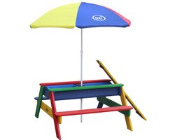 AXI Nick Zand & Water Picknicktafel in Regenboog kleuren - Verstelbare Parasol - FSC hout - Picknick tafel voor kinderen van hout